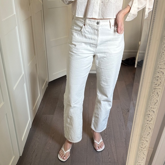 Levi's Denim - Levi's Women's White Straight Leg Jeans 501 90s